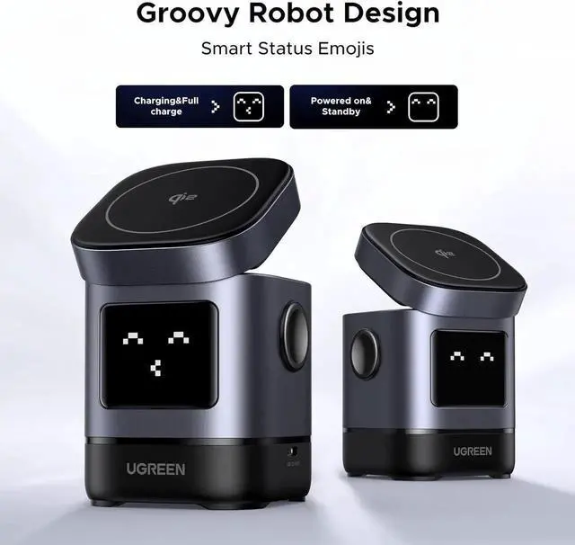 Alt view image 6 of 6 - Uno Qi2 Certified 15W Wireless Charger Stand 2-in-1 Foldable Charging Station Compatible with iPhone 16/15/14/13/12 Series AirPods 2/3/Pro (No AC Adapter)