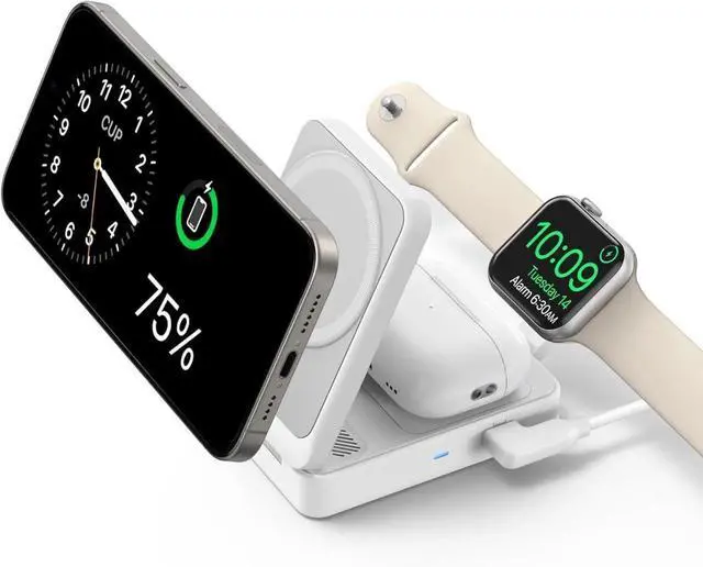 Main image of MagGo 3 in 1 iPhone 16 Charging Station MagSafe-Compatible Wireless Charger Stand Qi2 Certified 15W Foldable Charger for iPhone 15 AirPods Watch 9 (Not a Power Bank Adapter Included)