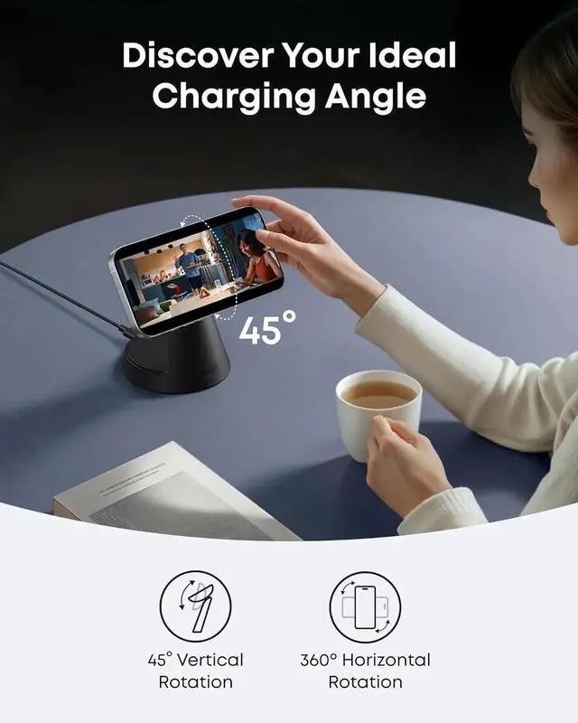 Alt view image 6 of 6 - MagSafe Charger Compatible MagGo 3-in-1 Charging Station Nano Charging Stand Qi2 Certified 15W Magnetic Wireless Charger Dock Stand For iPhone16/15/14 Watch AirPods (Adapter Included)