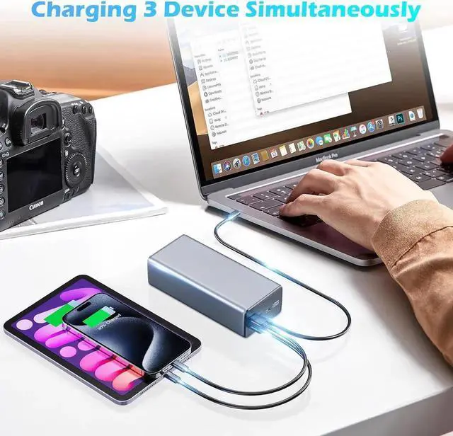 Alt view image 4 of 7 - JAENFONG 65W Laptop Power Bank 50000mah Fast Charging Large Travel Laptop Battery Power Bank for Camping USB C LED Display Portable Phone Charger Battery Power Banks for iPad Tablet Outdoor