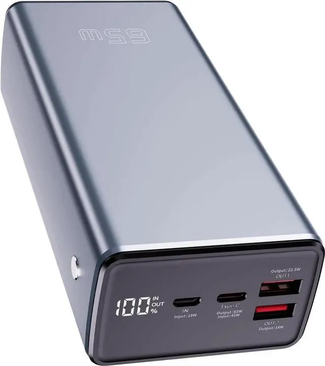 Main image of JAENFONG 65W Laptop Power Bank 50000mah Fast Charging Large Travel Laptop Battery Power Bank for Camping USB C LED Display Portable Phone Charger Battery Power Banks for iPad Tablet Outdoor