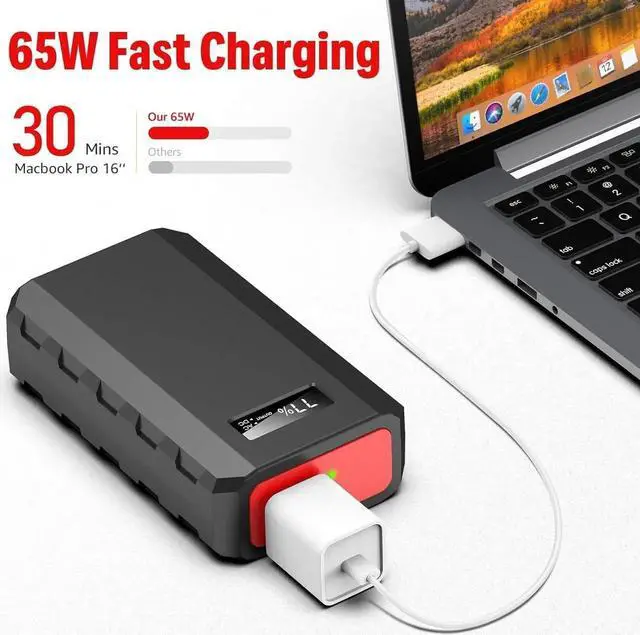 Alt view image 4 of 7 - JAENFONG 88.8Wh|65Watts Portable Laptop Charger with AC Outlet A Super Travel Portable Battery Pack & Power Bank for HP Notebooks MacBook Laptops