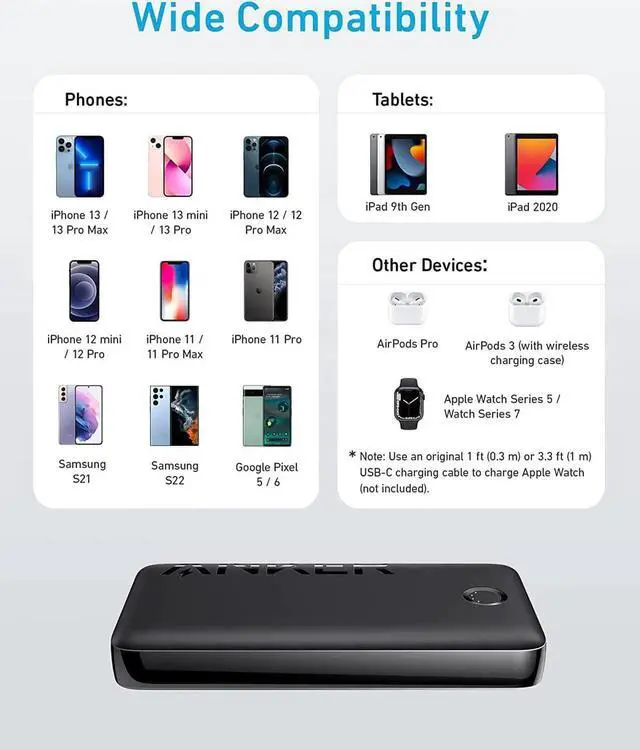 Alt view image 3 of 5 - JAENFONG Power Bank 20 000mAh Portable Charger with 22.5W Max Fast Charging 2 USB-A 1 USB-C for iPhone 16/15/14/13/12 Series iPad Pro AirPods Watch and More