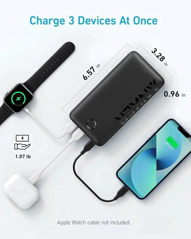 Alt view image 4 of 5 - JAENFONG Power Bank 20 000mAh Portable Charger with 22.5W Max Fast Charging 2 USB-A 1 USB-C for iPhone 16/15/14/13/12 Series iPad Pro AirPods Watch and More