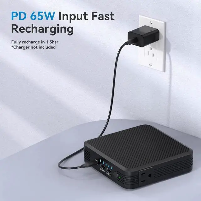 Alt view image 2 of 7 - JAENFONG Portable Laptop Power Bank 100W AC Outlet 72Wh/20000mAh with 65W PD USB C Portable Laptop Charger External Battery Pack for MacBook Notebooks Laptops