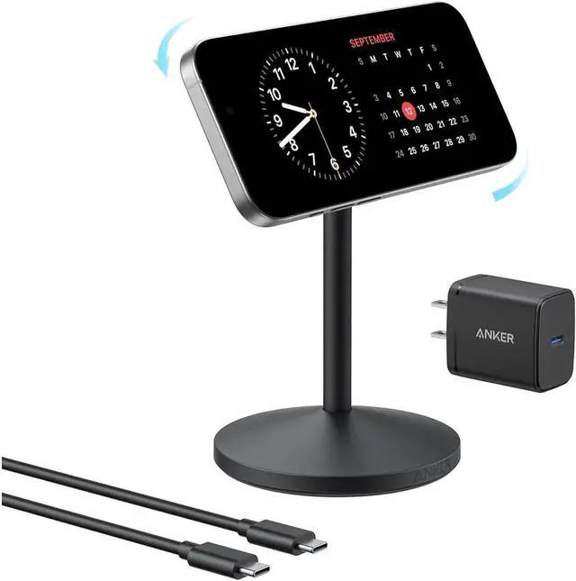 Main image of MagGo iPhone 16 MagSafe Charger Stand 15W Fast Magnetic Wireless Charging Station Qi2 Certified 360° Wireless Charger for iPhone 16/15/14 Series and AirPods (25W Adapter Included)