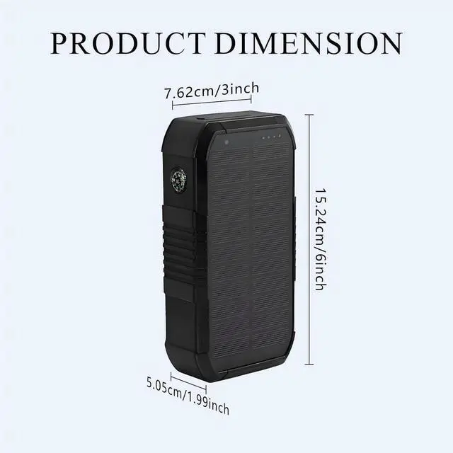 Alt view image 4 of 6 - JAENFONG Solar Power Bank 66800mAh Built in Hand Crank and 4 Cables 22.5W Fast Charge Camping Essentials/SOS/Strobe/Strong Flashlights Compass Solar Portable Charger Power Bank (Black)