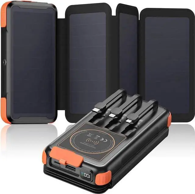 Main image of JAENFONG Solar-Charger-Power-Bank-49800mAh 20W Fast Charging Portable Charger with Built-in 3 Cables & 4 Solar Panels USB C Solar Battery Bank with LED Flashlights for Smartphones Tablets