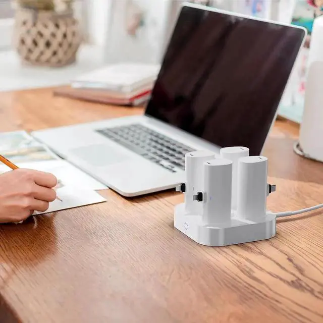 Alt view image 5 of 6 - Family Small Portable Charger 4000mAh 4 Packs Charging Station Set Shared Power Bank Kit Compatible with iPhone 14 Series(2 Pack) and USB-C iPhone 15 Series(2 Pack) Battery Pack for Travel Party