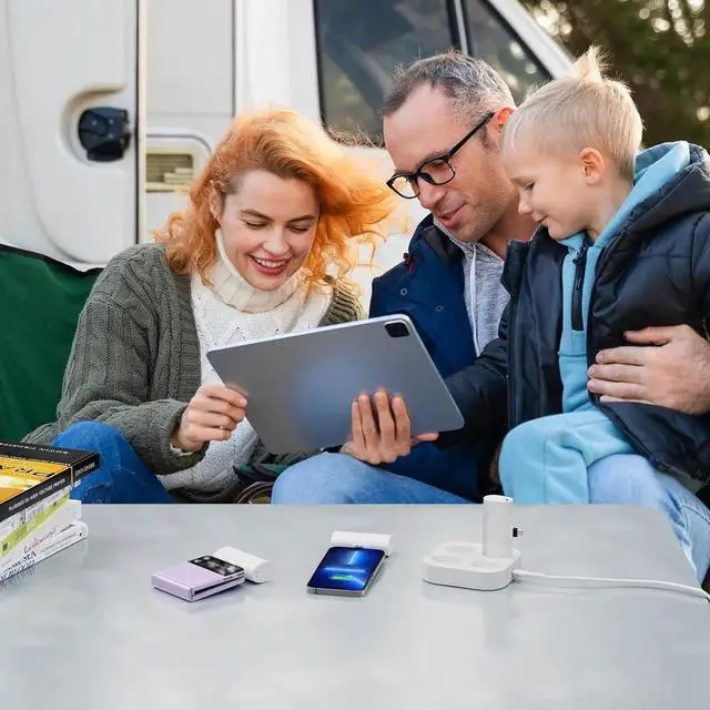 Alt view image 4 of 6 - Family Small Portable Charger 4000mAh 4 Packs Charging Station Set Shared Power Bank Kit Compatible with iPhone 14 Series(2 Pack) and USB-C iPhone 15 Series(2 Pack) Battery Pack for Travel Party