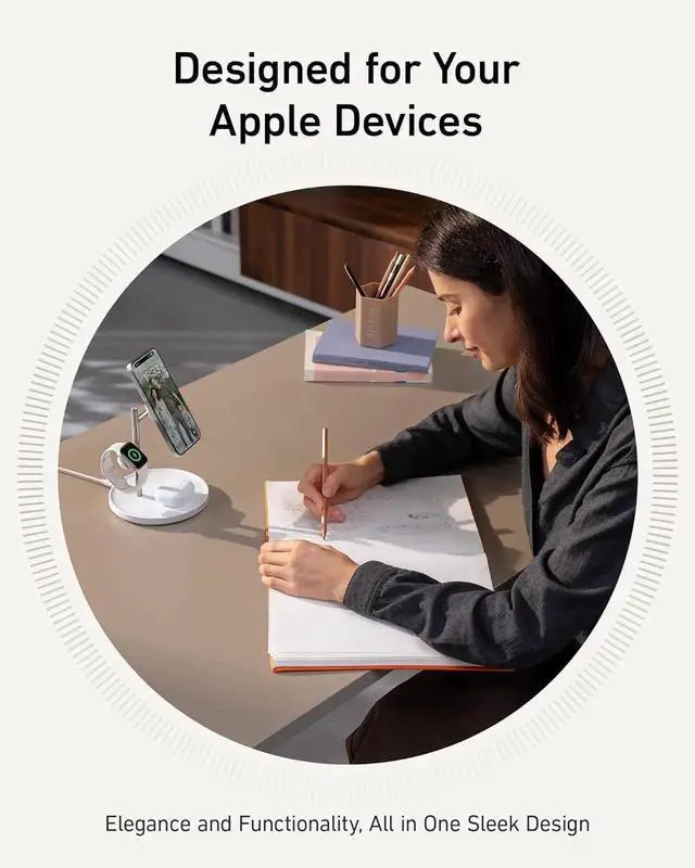 Alt view image 3 of 6 - MagSafe Charger Stand iPhone 16 Wireless Charging Station MagGo 3 in 1 Charging Station Qi2 Certified 15W Wireless Charger Desk Accessory for iPhone 16/15/14/13/12 Watch AirPods