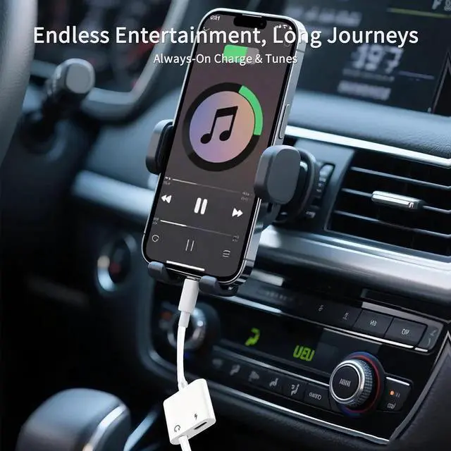 Alt view image 6 of 7 - (2 Pack - White & Black) Lightning to 3.5mm Headphones Jack Adapter for iPhone MFi Certified Dongle 2 in 1 Aux Audio and Charger Splitter Adapter Compatible with iPhone 14/13/12/11/XS/XR/SE/8/7