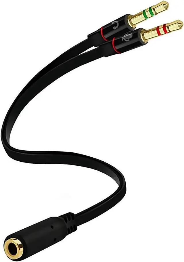 Main image of JAENFONG Headphone Splitter For Computer 3.5mm Female to 2 Dual 3.5mm Male Headphone Mic Audio Y Splitter Cable Smartphone Headset to PC Adapter