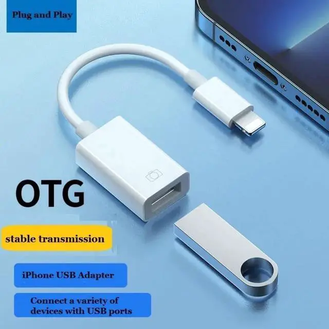 Alt view image 6 of 6 - Lightning Male to USB Female Adapter OTG Data Sync Cable Compatible with iPhone 14 13 11 12pro Max Mini XR X XS 8 7 SE Plus for iPad Air Camera Mouse Keyboard Hub Midi Port Adaptador Connector