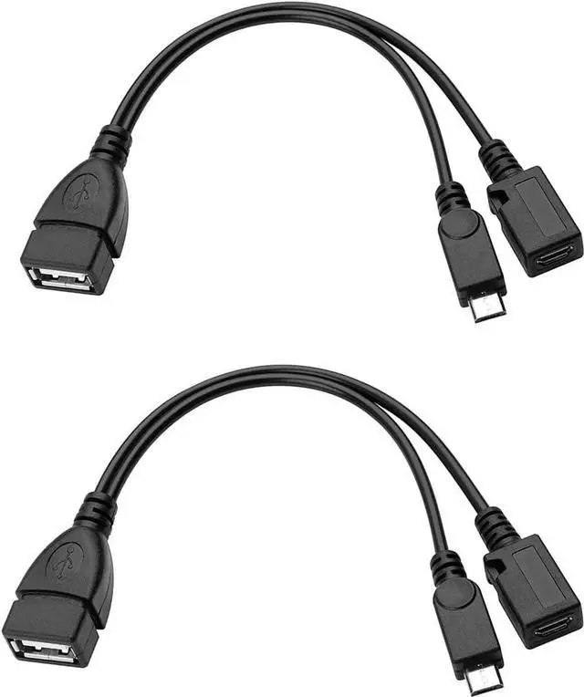 Alt view image 2 of 3 - OTG Cable for Fire TV Stick 4K Max/Lite/Cube Compatible with PlayStation Classic SNES Mini - Host Micro USB OTG Adapter with Power Passthrough 2-Pack