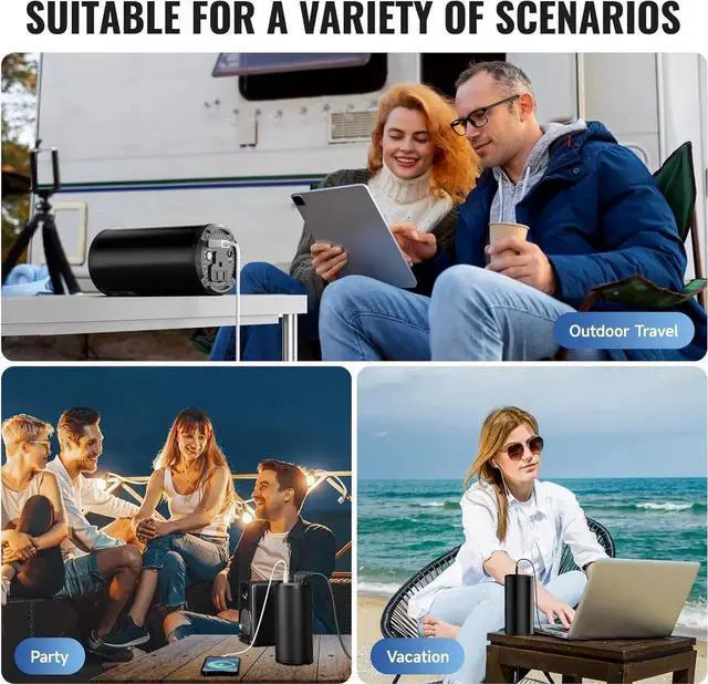 Alt view image 7 of 7 - JAENFONG Portable Laptop Charger with AC Outlet 98Wh/100W Power Bank 27000mAh External Travel Battery Pack with LED Flashlight for MacBook IPad HP iPhone Switch and More