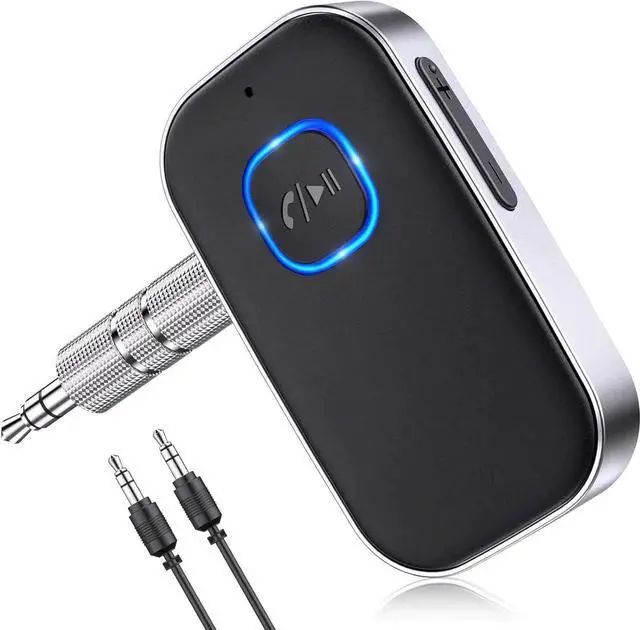 Main image of Bluetooth Receiver for Car Noise Cancelling 3.5mm AUX Bluetooth Car Adapter Wireless Audio Receiver for Home Stereo/Wired Headphones Hands-Free Call 16H Battery Life - Black+Silver