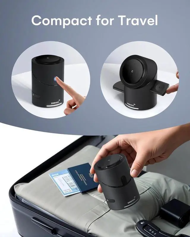 Alt view image 6 of 7 - JAENFONG 3 in 1 Charging Station for Devices Mag-Safe Charger Stand Qi2 15W Auto-Rotating Wireless Charger for iPhone 16/15/14/13/12 Series& AirPods& iWatch(Black)