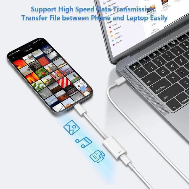 Alt view image 6 of 6 - USB C to Lightning Headphone Audio Adapter for iPhone 16 15 Plus Pro Max with Charge Data Type C Male to Female Lightning Earphone Converter Dongle for iPad Pro Air Mini MacBook