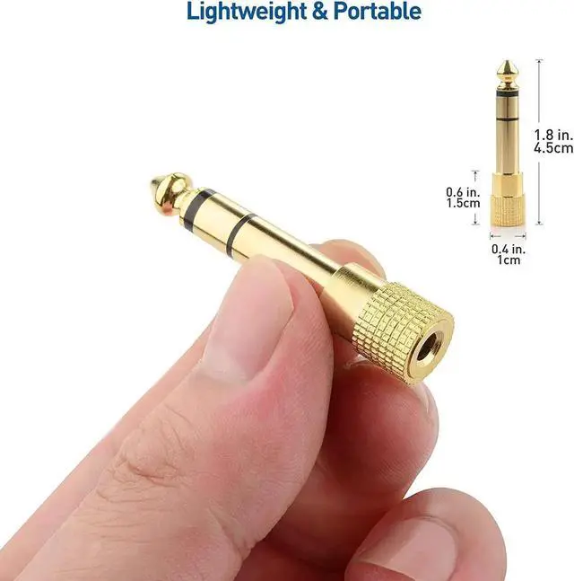Alt view image 2 of 6 - JAENFONG 5-Pack 1/4 to 1/8 Headphone Adapter 6.35mm to 3.5mm Adapter Male to Female Gold Plated Stereo Headphone 3.5mm to 1/4 Adapter