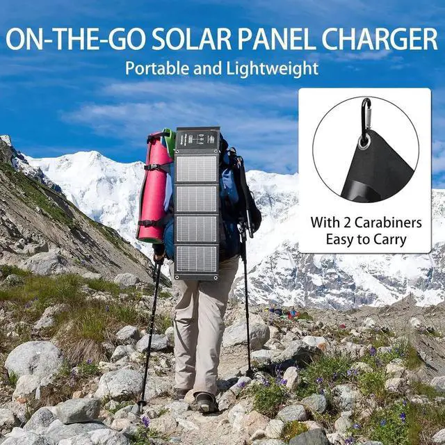 Alt view image 4 of 7 - JAENFONG 30W Solar Panel with USB C Fast Charging & QC 3.0 USB Ports Compatible with Cell Phone iPhone iPad Drone Camera Foldable Portable Solar Charger for Camping Hiking Backpacking