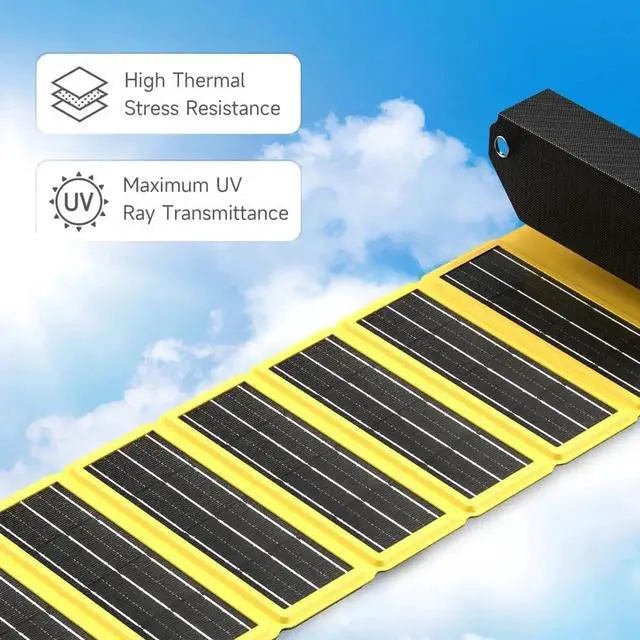 Alt view image 4 of 5 - JAENFONG Solar Charger with USB Port 12W Portable and Foldable Solar Panel Charger USB Solar Panel Hiking Camping Gear Compatible with iPhone iPad Galaxy and More(Design for Shargeek 140)