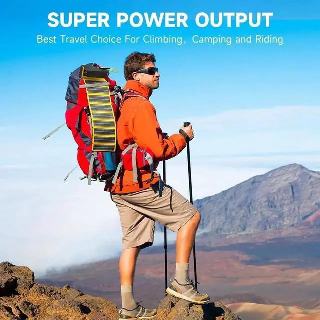 Alt view image 3 of 5 - JAENFONG Solar Charger with USB Port 12W Portable and Foldable Solar Panel Charger USB Solar Panel Hiking Camping Gear Compatible with iPhone iPad Galaxy and More(Design for Shargeek 140)