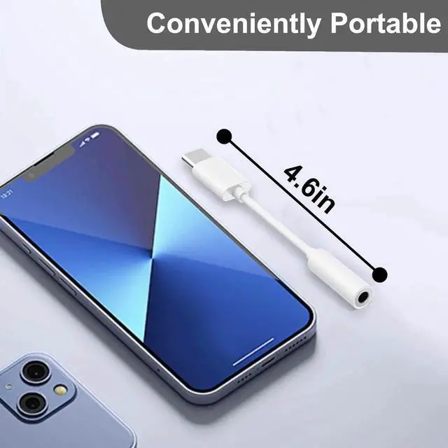 Alt view image 3 of 7 - JAENFONG 2 Pack USB C to 3.5mm Headphone Jack Adapter Hi-Fi DAC Audio Converter with Microphone Compatible with iPhone 15/Pro Galaxy iPad Pro MacBook Pixel Black & White