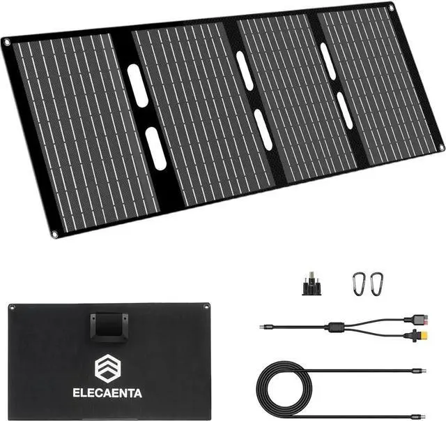 Main image of JAENFONG 60W Portable Solar Panel for Power Station USB C & USB A and DC 18V Output IP68 Waterproof Foldable ETFE Solar Charger Compatible with iPhone Camping Hiking Outdoor