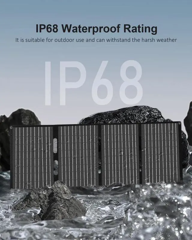 Alt view image 3 of 7 - JAENFONG 60W Portable Solar Panel for Power Station USB C & USB A and DC 18V Output IP68 Waterproof Foldable ETFE Solar Charger Compatible with iPhone Camping Hiking Outdoor