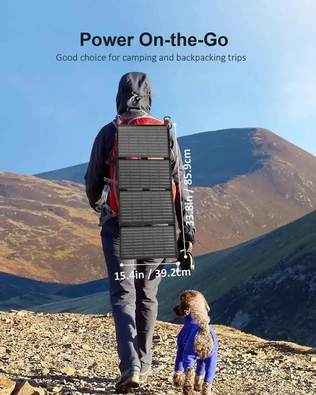 Alt view image 2 of 7 - JAENFONG 60W Portable Solar Panel for Power Station USB C & USB A and DC 18V Output IP68 Waterproof Foldable ETFE Solar Charger Compatible with iPhone Camping Hiking Outdoor