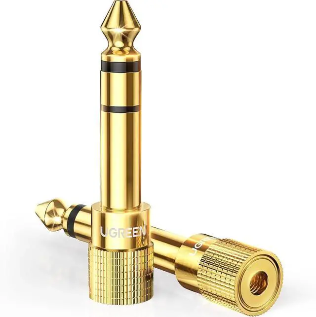 Main image of JAENFONG 6.35mm 1/4 Male to 3.5mm 1/8 Female Stereo Headphone Adapter Audio Jack Plug Gold Plated for Speaker Headphone Guitar Digital Piano Amp 2 Pack