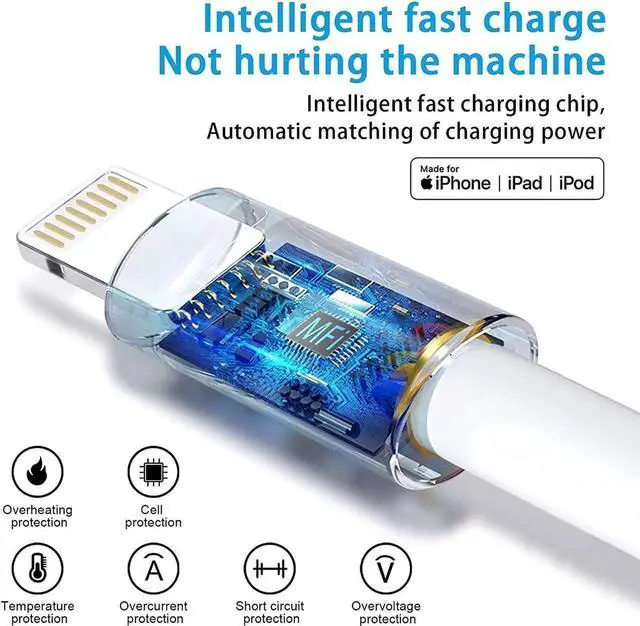 Alt view image 7 of 7 - JAENFONG Original Cable [ MFi Certified] Lightning to USB Cable Compatible iPhone 13/12/11 Pro Max/XS MAX/XR/XS/X/8/7/Plus/6S iPad AirPods iPod Touch (1M/3.3FT) Original Certified - White