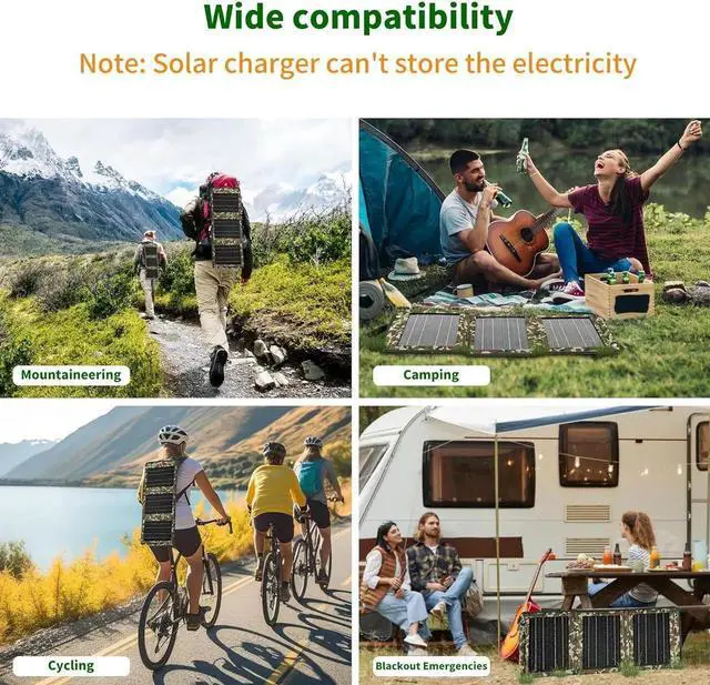 Alt view image 6 of 7 - JAENFONG Upgraded Portable Solar Charger Foldable Solar Panels USB Ports 30W Solar Charger(5V/3A Max) Waterproof for Camping Backpacking Compatible with Cell Phone iPhone iPad Galaxy LG