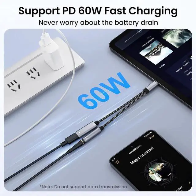 Alt view image 5 of 7 - JAENFONG Galaxy S25 Headphone Adapter USB C to AUX Mic Jack with PD 60W Fast Charging for Stereo Earphones Compatible with Galaxy S25/S25+/S25 Ultra/S24/S24+ Google Pixel 8/7