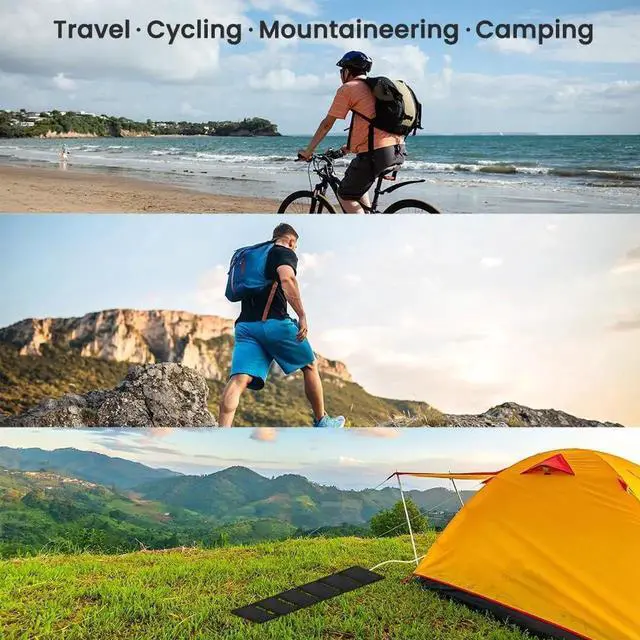 Alt view image 2 of 4 - JAENFONG 40W Foldable Solar Panel Charger with USB-C and USB-A Outputs for Phones Power Banks Tablets - Waterproof for Camping Hiking Backpacking