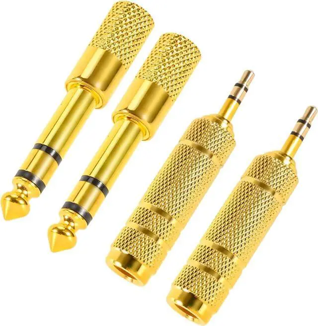 Main image of JAENFONG 4 Pack Headphone Jack Adapter - 3.5mm (1/8 inch) Male to 6.35mm (1/4 inch) Female and 6.35mm (1/4) to 3.5mm (1/8) Audio Adapter for Player Headphone Guitar Amplifier