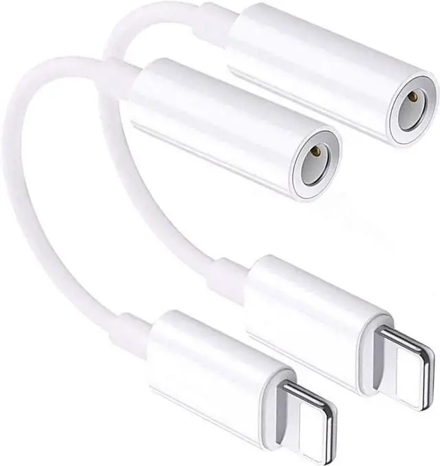Main image of JAENFONG [ MFi Certified] iPhone 3.5mm Headphone Jack Adapter 2 Pack for Lightning to 3.5mm Earphones Jack Adapter Cord Dongle Aux Cable Converter Accessories Compatible with iPhone14 13 12 11/Xs/XR