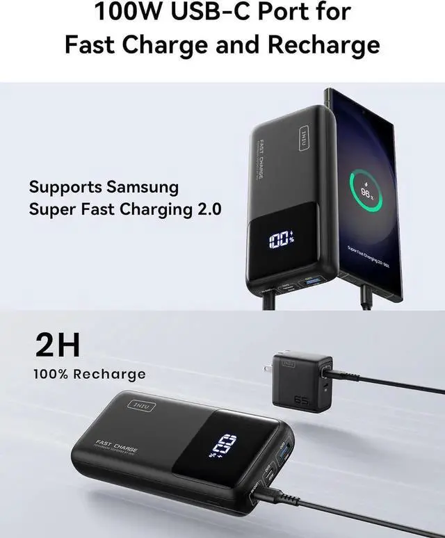 Alt view image 6 of 7 - JAENFONG Power Bank 25000mAh 100W USB C Laptop Portable Charger PD QC Fast Charging 3-Output Battery Pack Travel Charger for Laptop MacBook iPad Tablet Steam Deck iPhone 16 15 14 Pro S22 etc