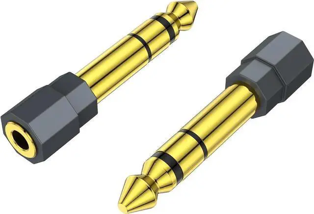 Main image of JAENFONG 2 Pack 6.35mm 1/4 Male to 3.5mm 1/8 Female Stereo Headphone Adapter Audio Jack Plug Gold Plated for Speaker Headphone Guitar Digital Piano Amp Adapte (Grey)