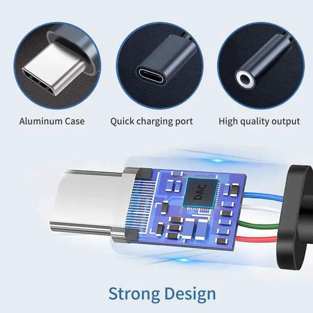 Alt view image 7 of 7 - JAENFONG USB Type C to 3.5mm Headphone and Charger Adapter 2-in-1 USB C to Aux Audio Jack Hi-Res DAC and Fast Charging Dongle Cable Compatible with iPhone 16/15 Pro Max Galaxy S25 S24 Ultra (Grey)