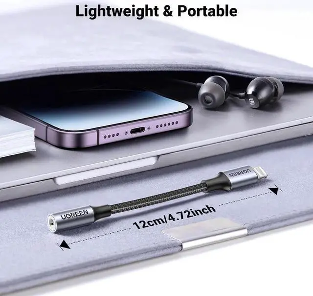 Alt view image 2 of 7 - JAENFONG Headphone Adapter for iPhone Lightning to 3.5mm Adapter MFi Certified Lightning Aux Audio Jack Dongle Compatible with iPhone 14 Pro Max/14 Plus/13 12 11 Pro Max/SE/XS Grey