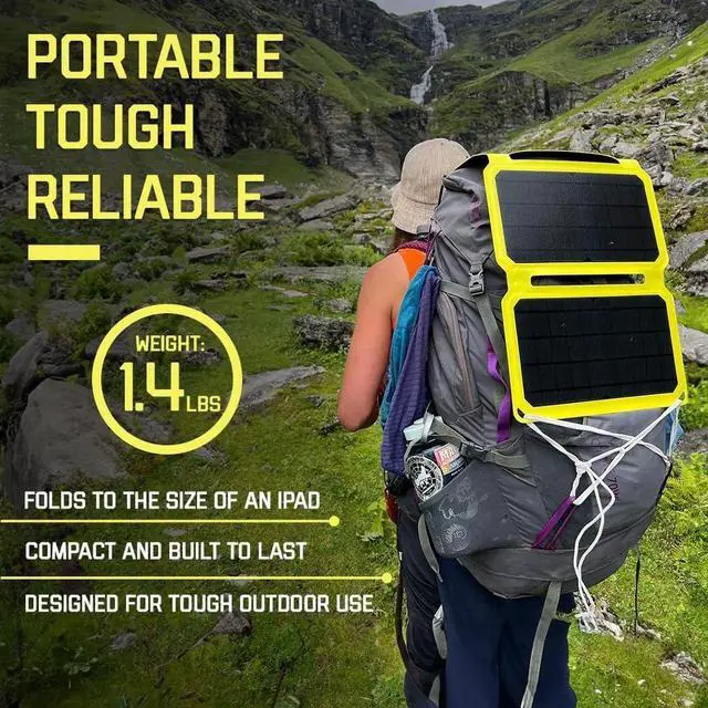 Alt view image 4 of 7 - JAENFONG 15 Watt Foldable IP67 Waterproof ETFE Monocrystalline Solar Panel + 10000mAh Power Bank with USB-A and USB-C for Cell Phones Tablet and Portable for Backpacking Camping Hiking and More