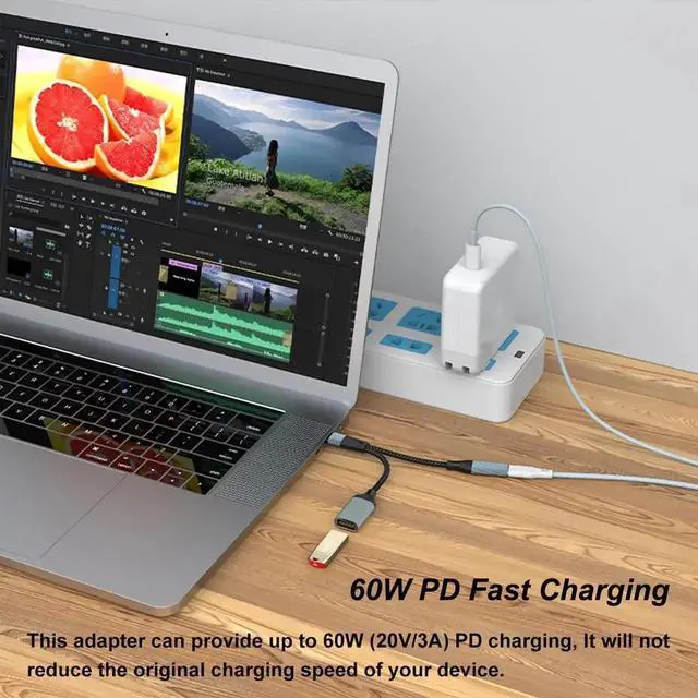 Alt view image 3 of 6 - JAENFONG USB C Splitter 2-in-1 USB C to USB OTG Adapter with PD 60W Charging Port Compatible with iPhone 16/15 Series iPad MacBook Galaxy S24/S23 and More