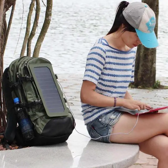 Alt view image 5 of 7 - JAENFONG Solar Backpack 7W Solar Panel Charge for Cell Phones and 5V Device Power Supply