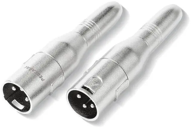 Main image of JAENFONG XLR 3 Pin Male to 1/4 6.35mm Female Jack Socket Audio Adapter Professional Grade Conversion Adapters Audio Cable Mic Cord Adapter Plug Silver 2-Pcs