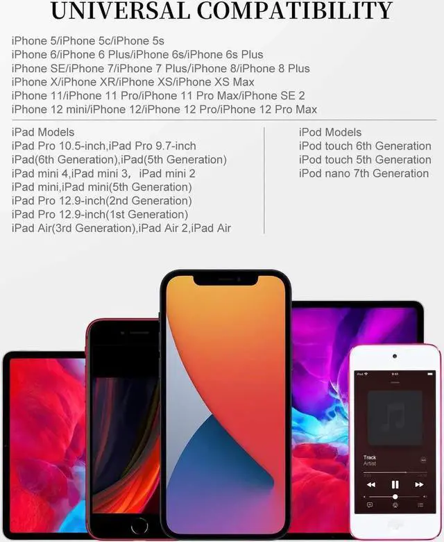 Alt view image 2 of 6 - JAENFONG for iPhone Charger Cord 2 Pack Original USB to Lightning Cable MFI Certified 6 Ft Fast iPhone Charging Cord for iPhone 11/11Pro/11Max/ X/XS/XR/XS Max/8/7/6/5S/SE