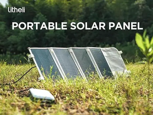 Alt view image 2 of 7 - JAENFONGLitheli Portable Solar Panel with Bag 24W Mini Power Generation Charger for Phone & U20 Battery Foldable Lightweight USB-A and USB-C Ports Adjustable Stands (4-Panel)