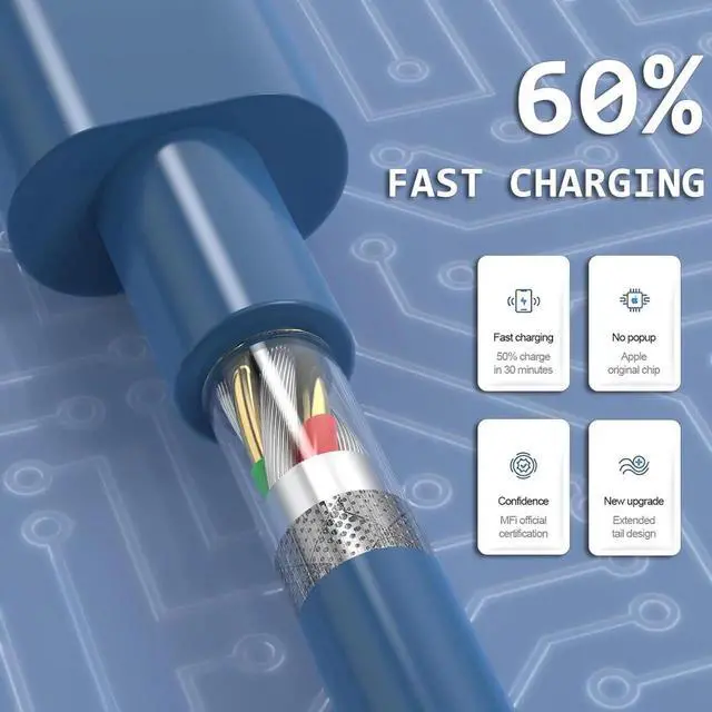 Alt view image 2 of 7 - 6Pack(3/3/6/6/6/10 FT) Original [ MFi Certified] iPhone Charger Fast Charging Lightning Cable iPhone Charger Cord for iPhone 14/13/12/11 Pro Max/XS MAX/XR/XS iPad AirPods-Green and Pink and Blue