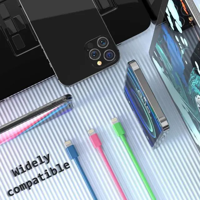 Alt view image 5 of 7 - 6Pack(3/3/6/6/6/10 FT) Original [ MFi Certified] iPhone Charger Fast Charging Lightning Cable iPhone Charger Cord for iPhone 14/13/12/11 Pro Max/XS MAX/XR/XS iPad AirPods-Green and Pink and Blue